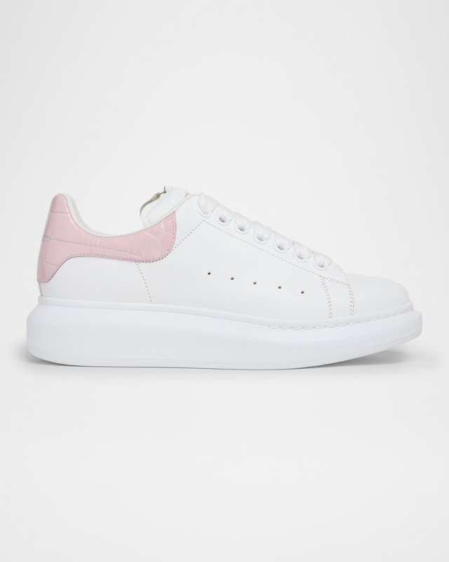 Oversized Snakeskin-Embossed Leather Sneakers